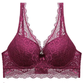 

AMX Women Sexy Bra Fashion Floral Lace Push Up Bra Deep-V Brassiere Three Quarter Cup Four Color