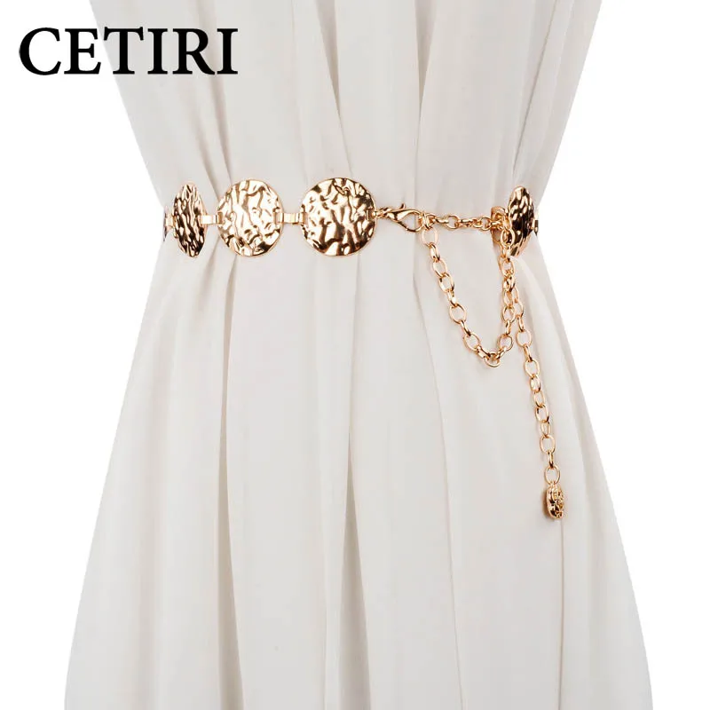 CETIRI украшение в классическом стиле Золотое Платье тонкая цепочка поясные ремни женские Роскошный металлический тонкий женский ремень для женщин ремень