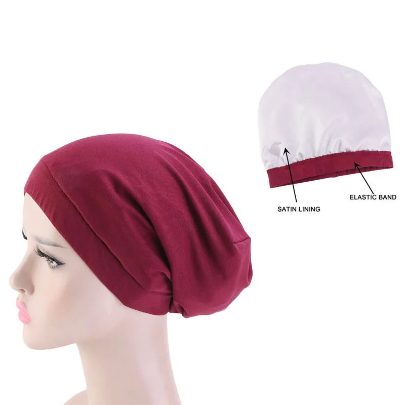 Women satin lining chemo cap elastic band night sleep cap Cancer Chemotherapy Chemo Beanies Cap Headwear Hair Accessories winter cap Skullies & Beanies