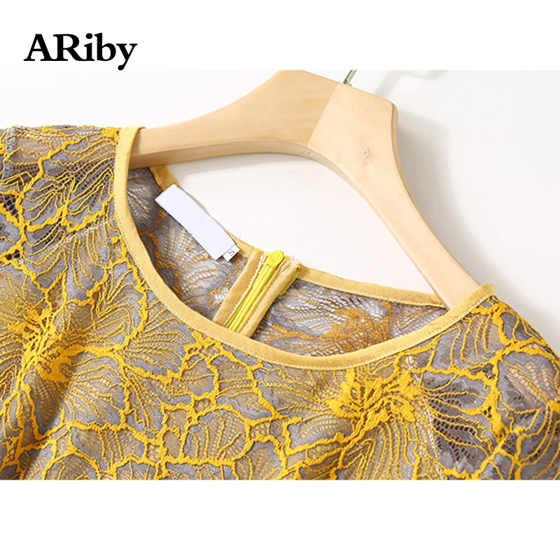Женское кружевное платье aribby облегающее Платье До Колена в стиле пэчворк для