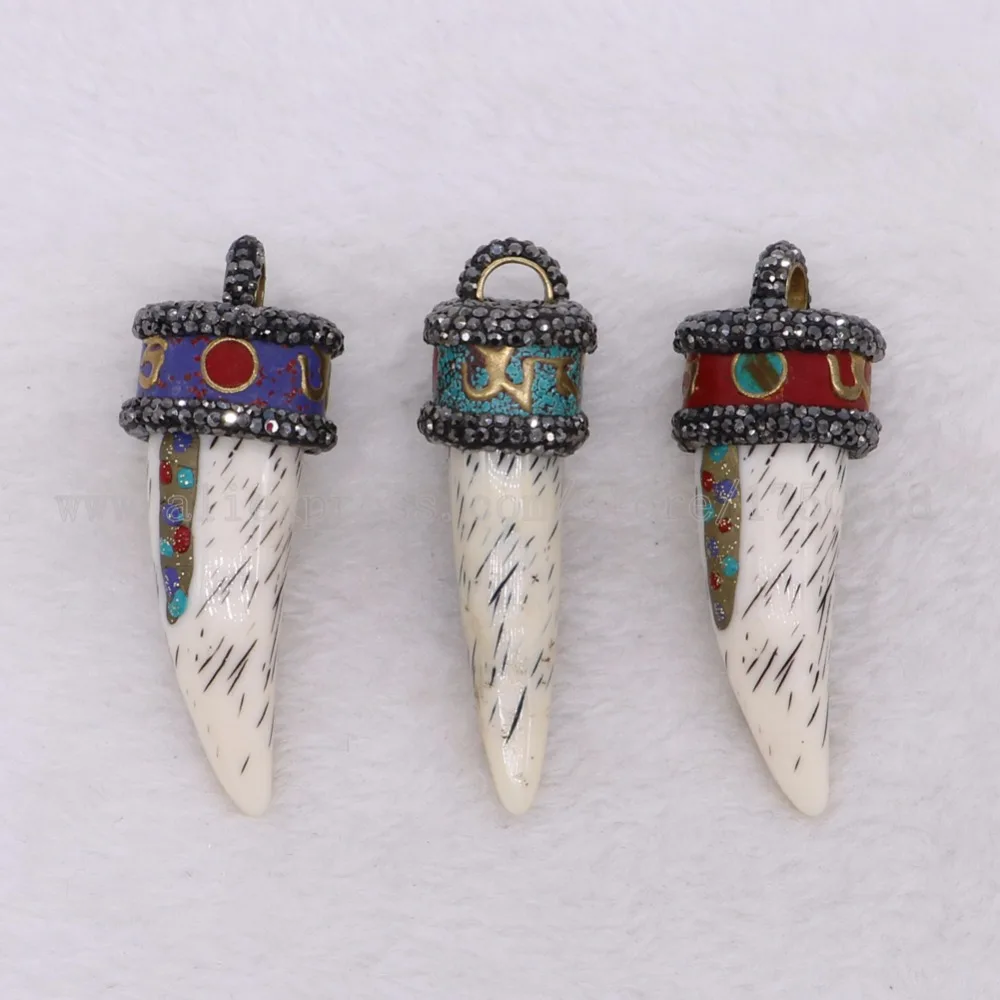 5 pcs Tribe horn pendant Tibetan restro Indian style jewelry charm gift