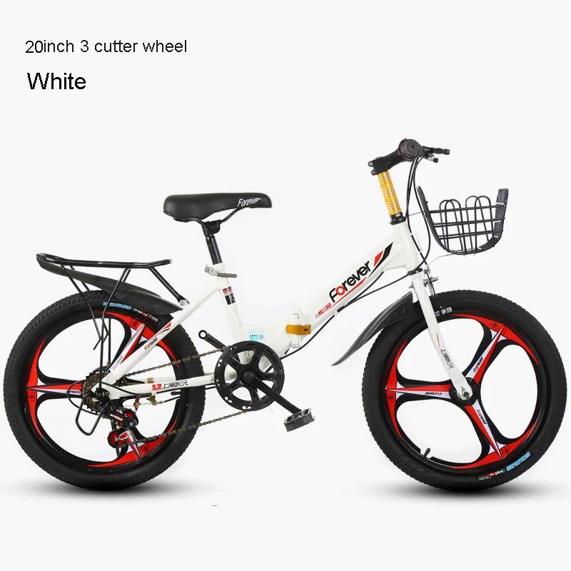 Детский горный велосипед, 20 дюймов, Односкоростной, 6 скоростей, складной велосипед, 3 колеса для ножей и спиц, велосипед для мальчиков и девочек - Цвет: 20 7speed 3knife W