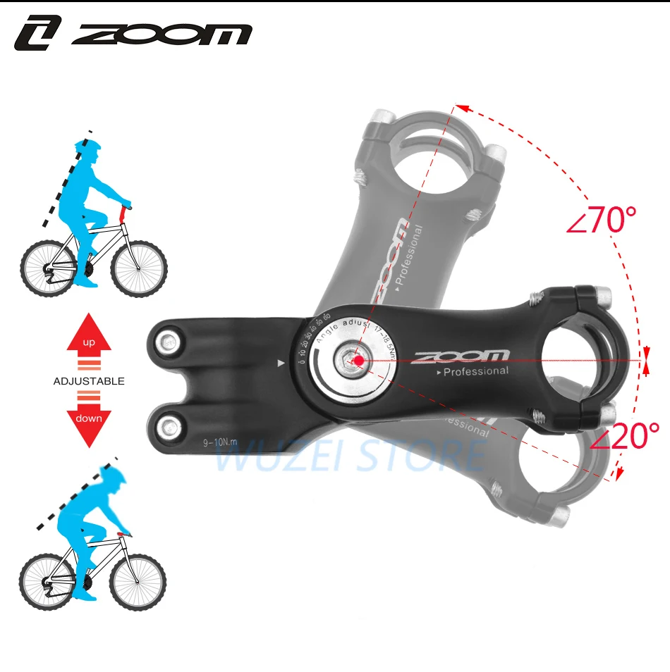 ZOOM H1411C, руль для горного велосипеда, регулируемый, увеличивающий высоту, стержень для велосипеда, стояк 25,4 мм, часть для БЕГОВОГО велосипеда