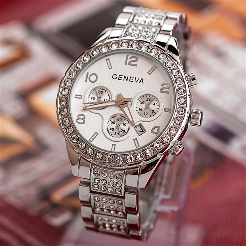Классические роскошные стразы часы Для женщин часы модные женские часы Для женщин часы Relogio Feminino Reloj Mujer платье A40 - Цвет: Silver