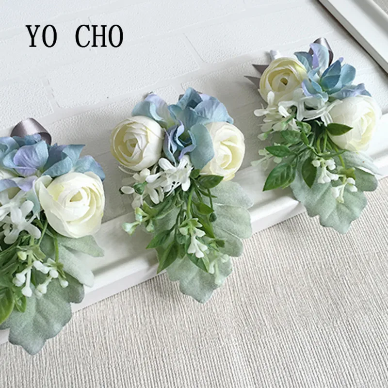 YO CHO 5Colors Artificial Rose Wrist Corsage Flower For Wedding Party Decor Wedding Bridal Women Girl Bridesmaid Delicate Floral