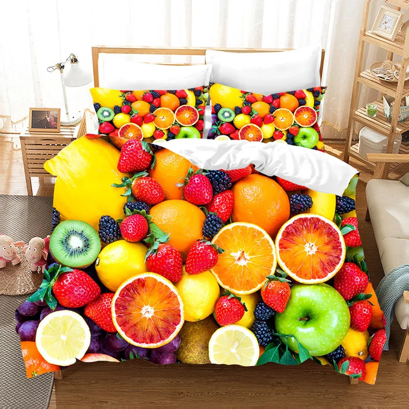 Summer fruit 3D bedding set duvet cover realistic bedding set pillowcase bed home textiles