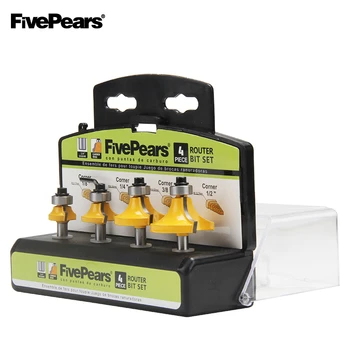 

4PCS 1/4" Corner Router Bits Set Milling Cutters for woodworking tools Tungsten Carbide Wood Cutters with Portable Hook Box