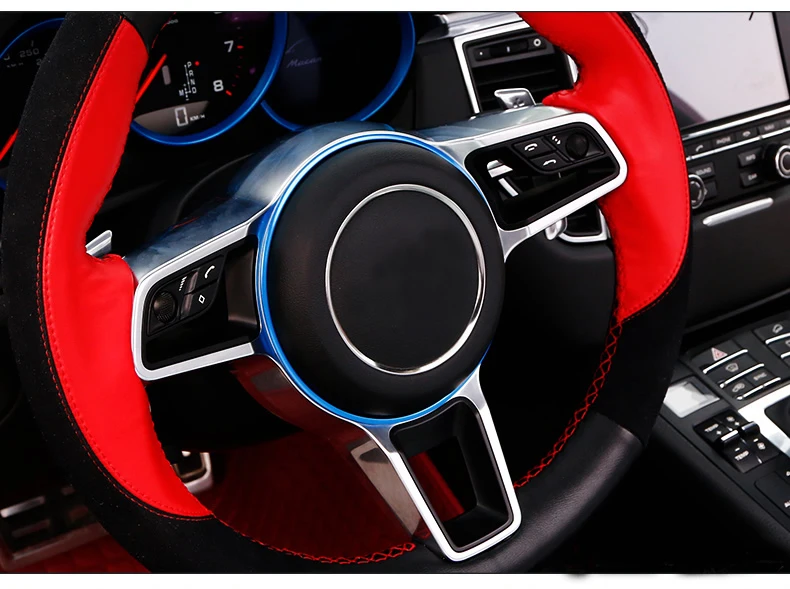 Lsrtw2017 алюминиевый сплав рулевого колеса автомобиля логотип кольцо планки для porsche panamera cayenne 2012 2013