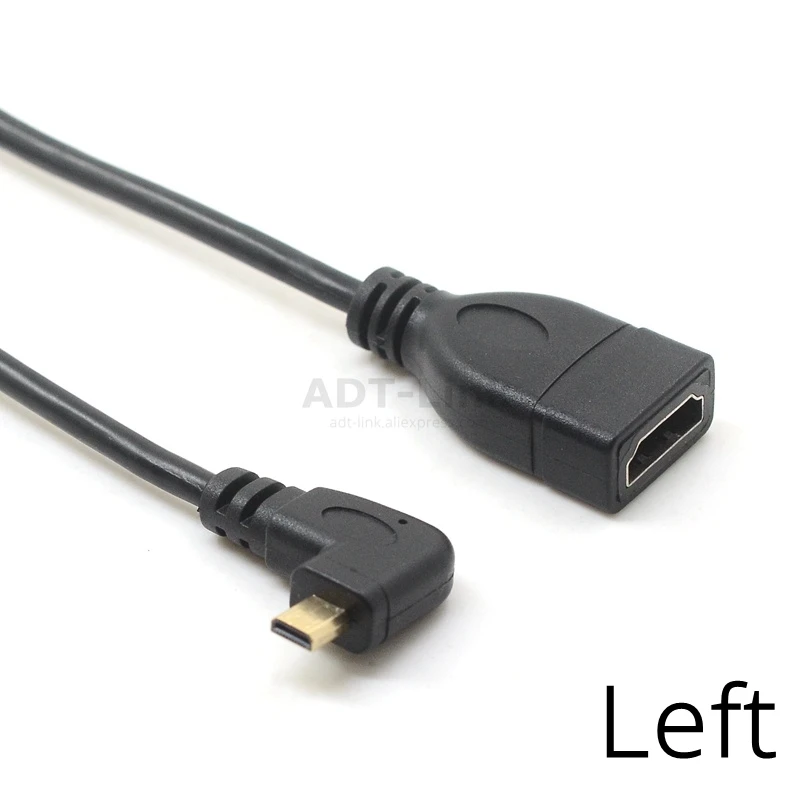 Вверх вниз вправо влево Угловой Micro HDMI к HDMI адаптер «Папа-мама» Разъем 10 см для HDTV Тип D hdmi micro hdmi угол кабеля