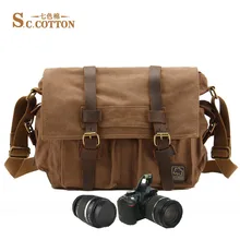 Мужской модный винтажный парусиновый хлопковый кожаный рюкзак для отдыха, школьная сумка, сумка-портфель для камеры