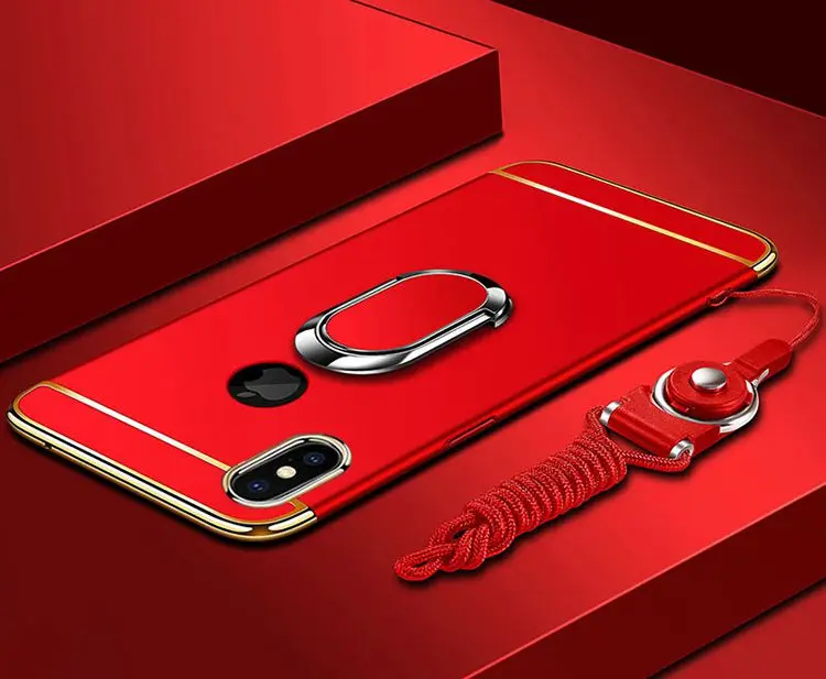 Чехол для телефона s для iPhone XS XR XS Max X Жесткий чехол для телефона s Автомобильный держатель Стенд чехол с магнитным кронштейном AB173 - Цвет: red