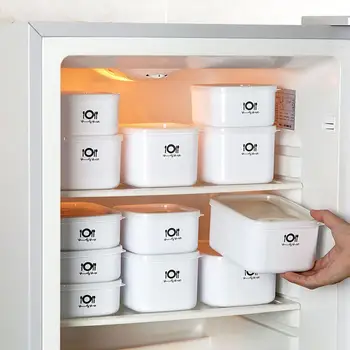 

1400ML Simple Printed Refrigerator Preservation Sealed Box Microwave Lunch Box With Cover Rectangular Food Storage Box