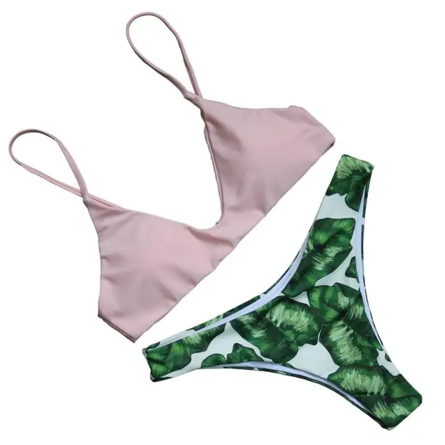 Muxilove 2017 Leaf Print Bikini Brazilian Retro Bikini Swimsuits Sexy