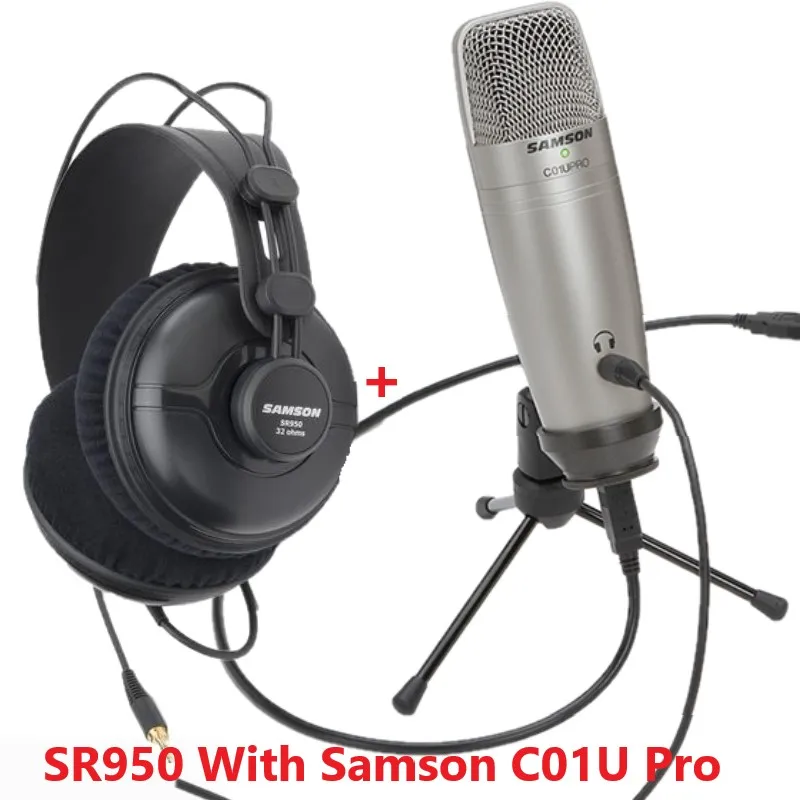 

Samson SR950 with Samson C01U Pro Studio Reference Monitor Headphone Dynamic Headset Closed Ear Design for recording music