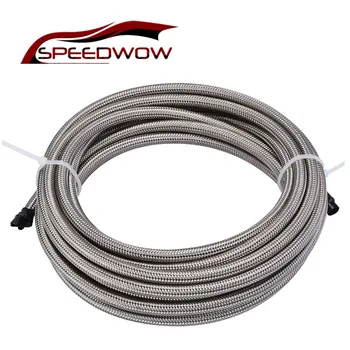 

SPEEDWOW New 5 Meter AN6 PTFE Stainless Steel Braided PTFE Oil Hose Fuel Line