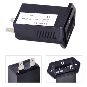 

beler New 1Pc AC 100-250V Sealed Hour Meter Counter Timer 6 Digit Display fit for Electromechanical Engine Generator Car Boats