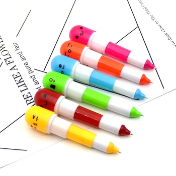 

New listing 1 novelty multi-color shell ballpoint pen multi-function 6 color pill toy student pen stationery creative supplies