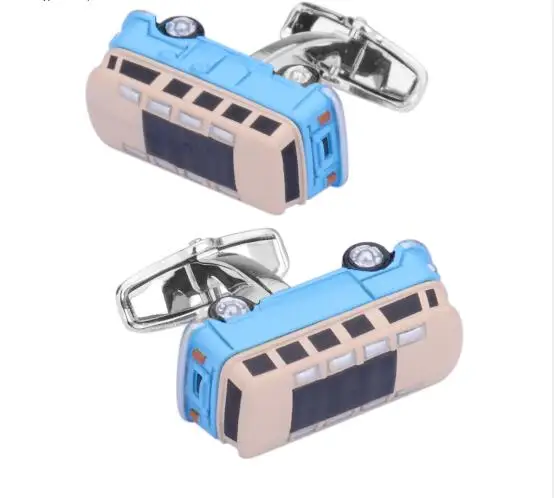 5pairs/lot Vintage 3D Bus Model Cufflinks Enamel Cuff