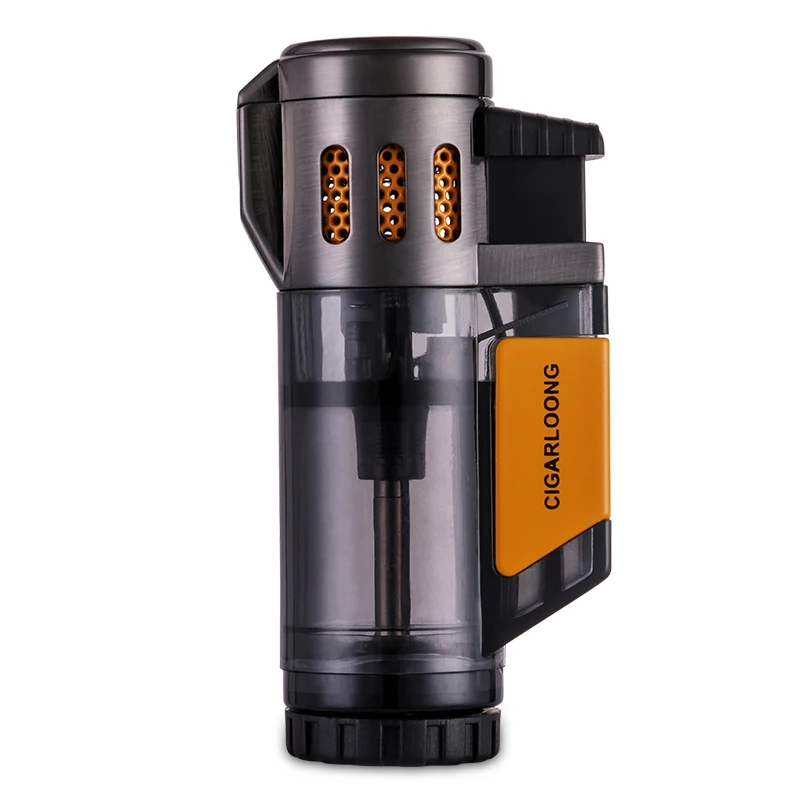 

Windproof COHIBA Lighters Plastic Cigarette Lighter 3 Jet Torch Adjustable Flame Cigar Lighter For Mens Gadget With Gift CB-0123