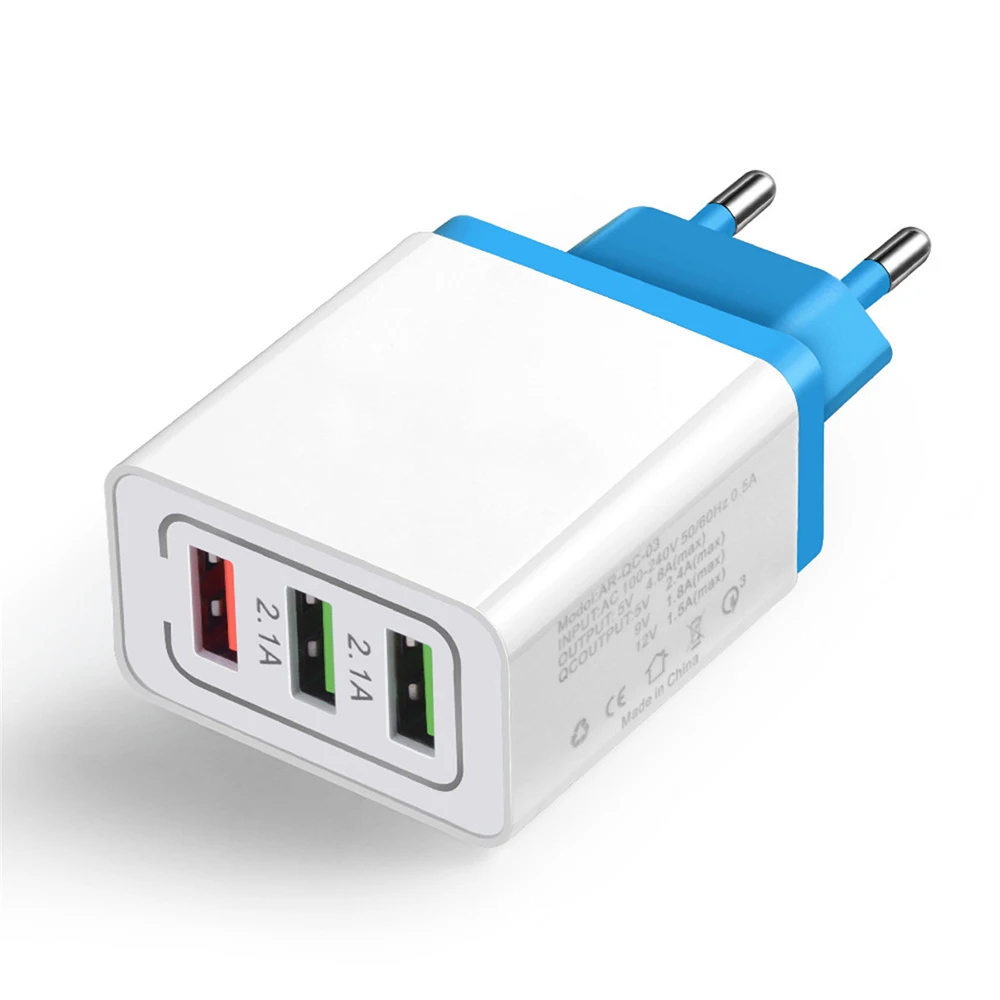 5V 2.1A Быстрая зарядка 3USB штепсельная вилка несколько USB зарядный адаптер ЕС