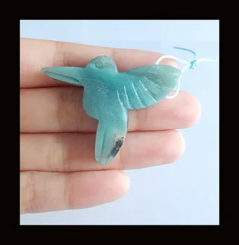 

Natural Carved bird Amazonite Pendant Bead,Semiprecious stone jewelry earring,wholesale gemstone,42x34x8mm,11g