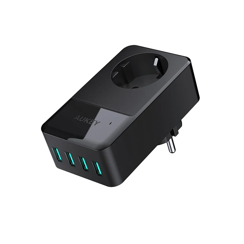 Зарядное устройство Aukey для путешествий, мульти USB, 4 порта, адаптер для мобильного телефона, умное настенное зарядное устройство, быстрая зарядка для телефона со встроенной Европейской розеткой