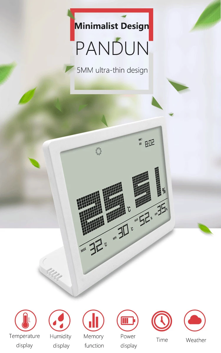 PANDUN Цифровой термометр гигрометр высокоточный электронный ЖК-дисплей измеритель температуры и влажности Крытый Открытый