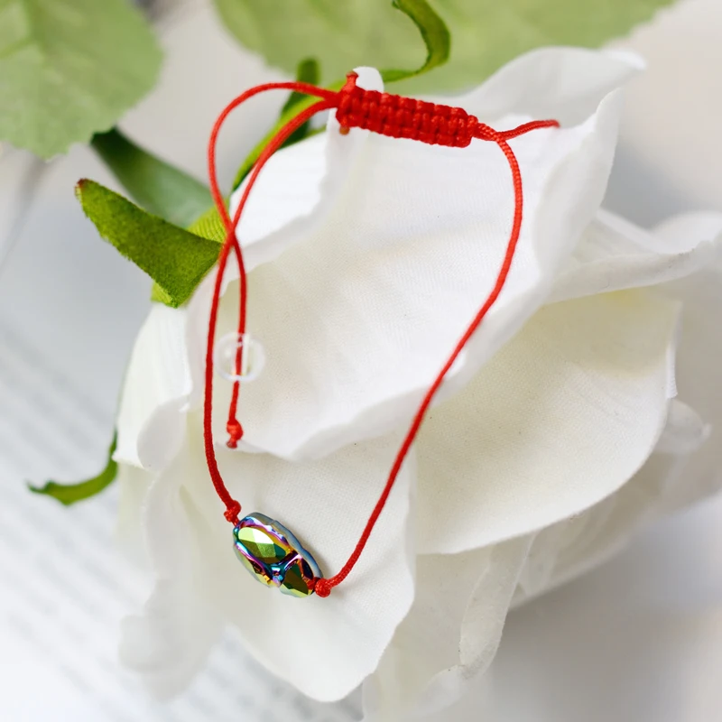 

Bulage Scarab Bead Bracelet Crystals From Swarovski Lucky Red String Braiding Couple Bracelets For Men Women Kids Wish Jewelry