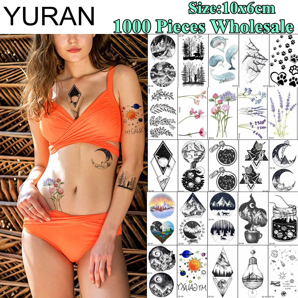 YURAN 1000 шт. оптовая продажа 10x6 см популярная искусственная татуировка временная