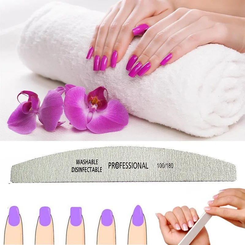

1Pc 100/180 Professional Nail Files Sanding Buffers Manicure Lima Milling Pedicure Nail Tools Boat Nail Polish Sand Block