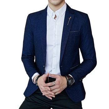 

fashion Men Blazer Jacket Asia Size 4XL 5XL mens Long Sleeve leisure coats black navy blue wine red male Business Suit Jackets