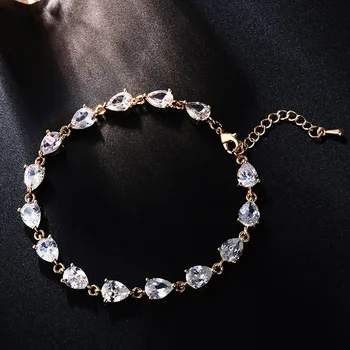 

CARSINEL Water drop Cubic Zircon Adjustable Chain Bracelets Bracelet & Bangle For Women Gold color CZ Bracelet Wedding Jewelry