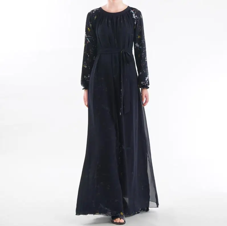 Халат Арабе кафтан абайя марокаин Дубай, Турция исламское мусульманское платье кафтан женщины Рамадан Elbise Eid платья Vestidos Sukienki - Цвет: Dark blue
