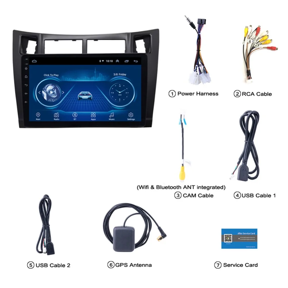 Cheap Super Slim Touch Screen Android 8.1 radio GPS Navigation for toyota yaris 2008-2011 headunit tablets Stereo Multimedia Bluetooth 0