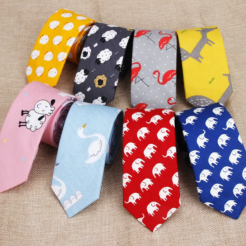 Хлопковые мужские цветные галстуки с изображением животных, курицы, козы, лисы, узкие галстуки, детские галстуки, тонкие узкие галстуки, узкие толстые Галстуки