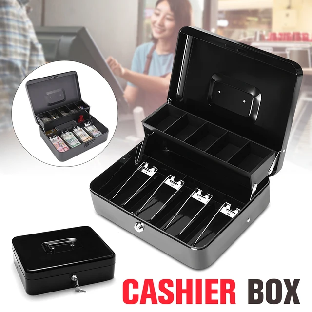 Large Lockable Cash Box Money Drawer Key Locking Safe Lock Tray Large Lockable Cash Box Money Drawer Key Locking Safe Lock Tray Storage For Security Home Office Container Tools