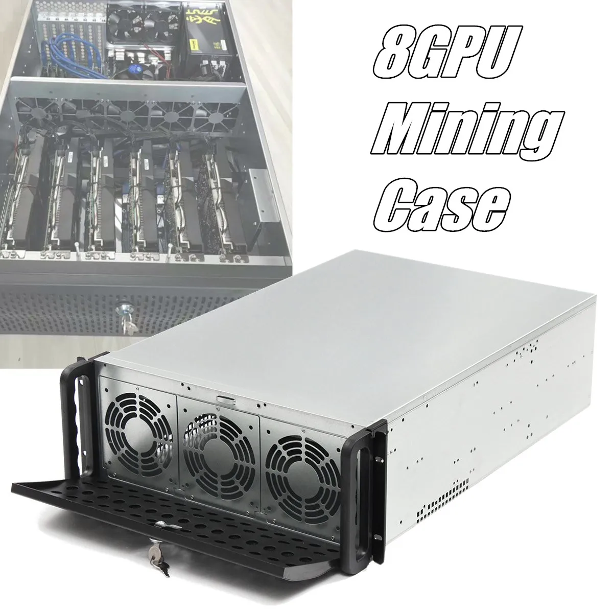 8 GPU 10Fan & Lock Bitcoin Mining Server Frame Rig Graphics Case Ethereum ETH 8 GPU 10Fan & Lock Bitcoin Mining Server Frame Rig Graphics Case Ethereum ETH