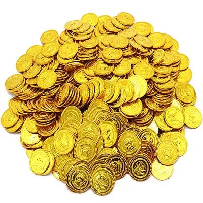 Gold 100pcs 100 шт./компл. пиратский костюм для детей сокровище игрушки охоти игра пиратский Реквизит Золотая монета серебряная монета медная монета игрушки - Цвет: Gold 100pcs