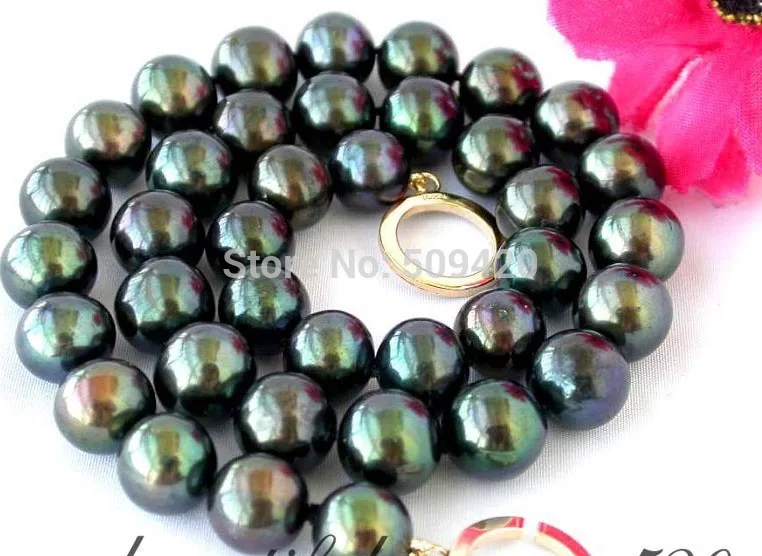 

~~ Free Shipping >> 12mm Tahitian black fw pearl necklace 17
