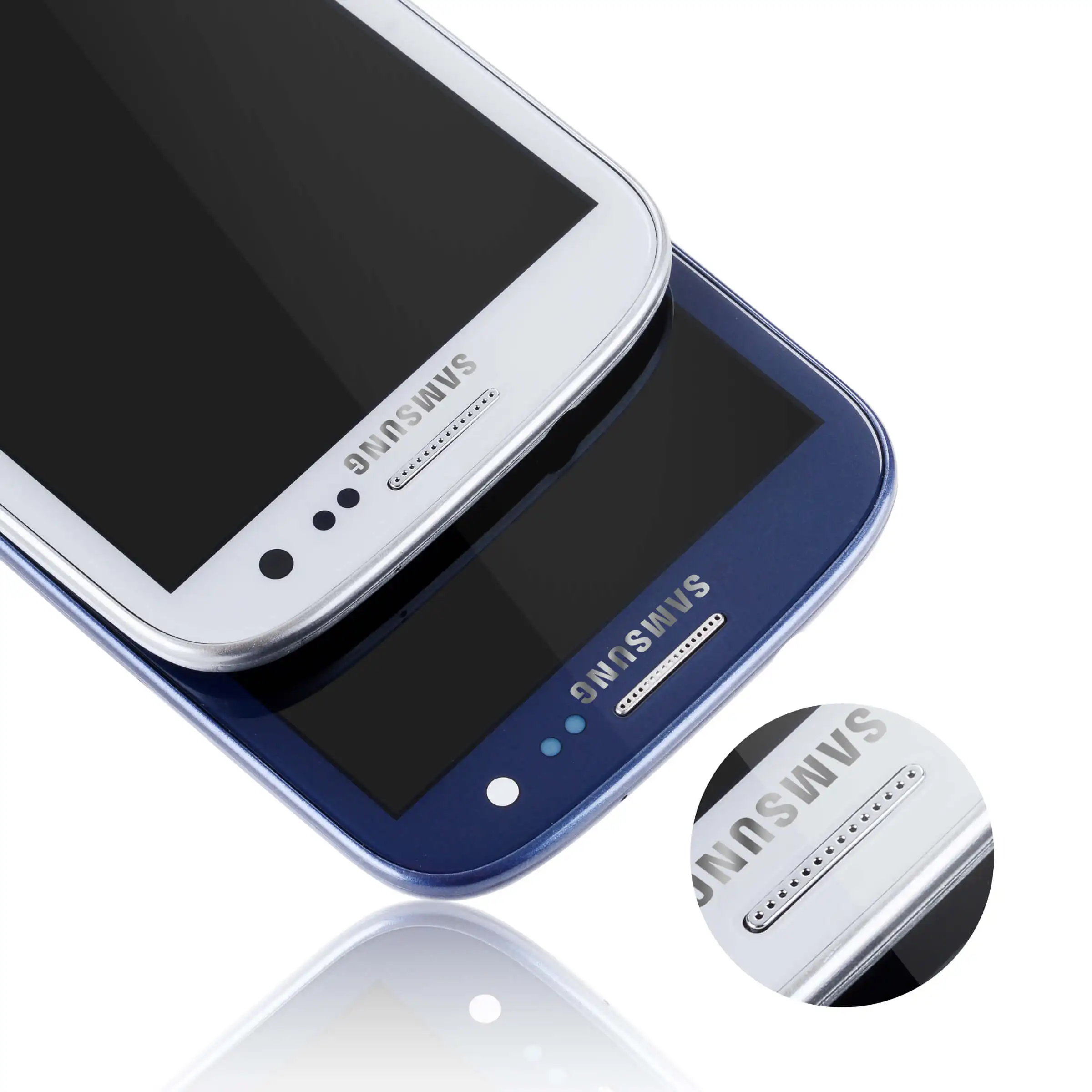 Pаспродажа Дисплей для SAMSUNG Galaxy S3 LCD i9301 i9308i i9301i в сборе с тачскрином на рамке Оригинал белый синий