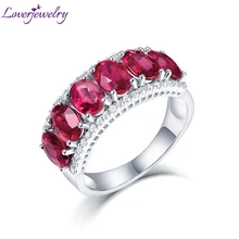 LOVERJEWELRY, настоящие женские обручальные кольца, рубиновое ювелирное изделие, Твердое 14 к белое золото, натуральный бриллиант, красный рубин, кольцо, классические женские ювелирные изделия