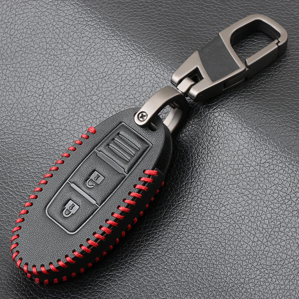

Fashion Genuine Leather Car Key Case Cover For Nissan Tidda Livida X-Trail T31 T32 Qashqai March Juke 2016 Key Shell Holder