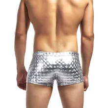 Мужские Купальники Брюки Блестящие клетчатые печати с низкой талией обтягивающие эластичные плавки KH889