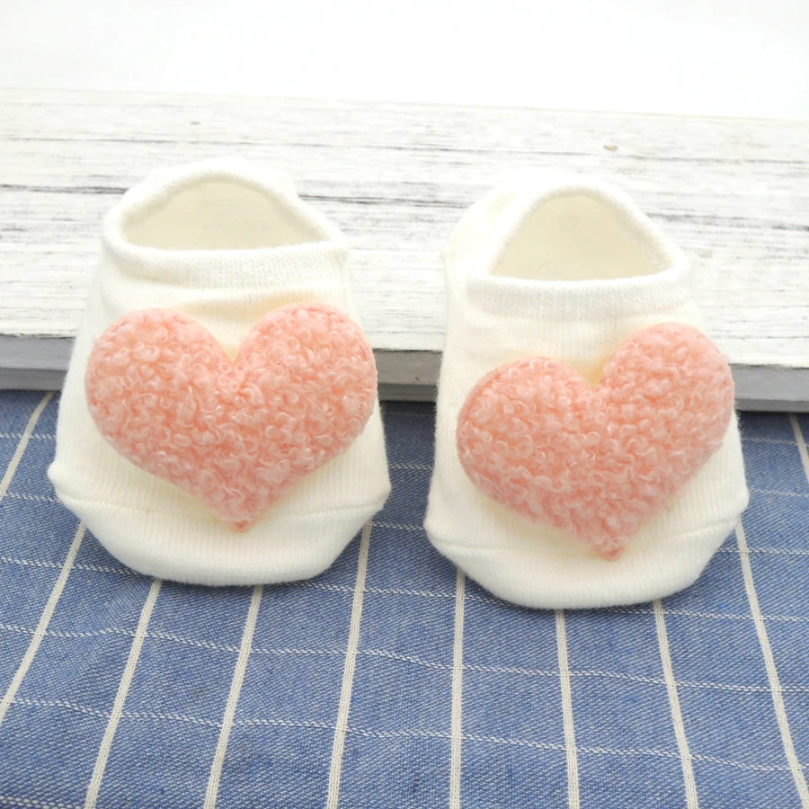 Новые детские розовые шерстяные очаровательные хлопковые носки с сердечками носки для новорожденных носки-тапочки осенняя одежда для новорожденных девочек BB05 - Цвет: baby pink