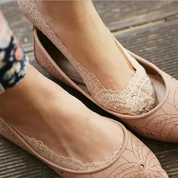 

2 Pairs Summer Boat Socks For Women Invisible Socks Ankle Cotton Non-slip Antiskid Slippers Fashion Lace Breathable No Show Sock
