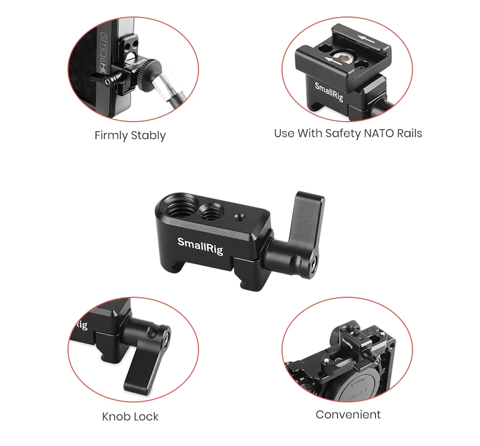 SmallRig Nato зажим быстросъемный зажим с резьбой 1/" 3/8" M2.5 для холодного башмака монитор Поддержка шаровая Головка-1973