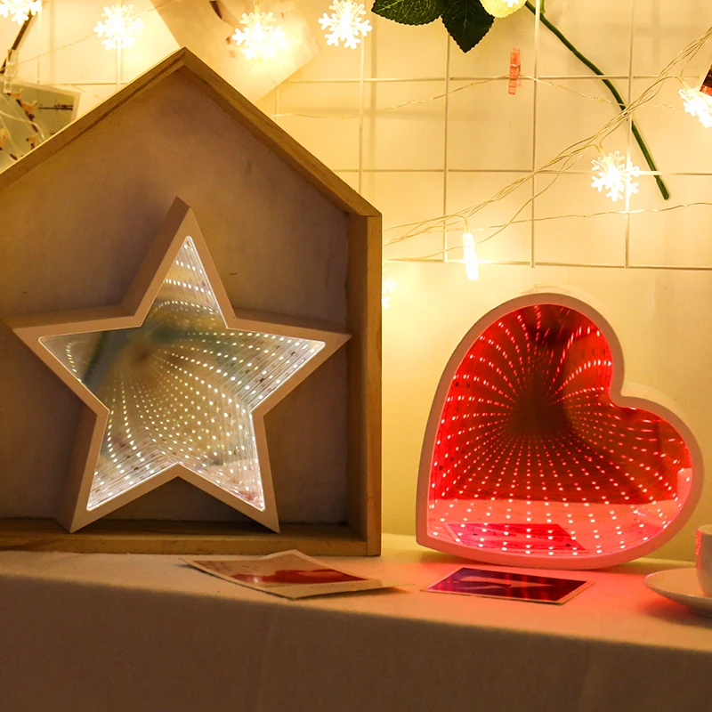 3D Marquee LED Tunnel Lamps Novelty Illusion Star Cloud Pineapple Heart Bell Night Lights Creative Gift Decor Lamp For Wall Desk (15)