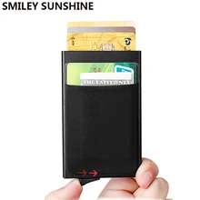 Rfid держатель для карт для мужчин, кошельки, сумка для денег, Мужской винтажный короткий кошелек, маленькие смарт-кошельки, Мини тонкие кошельки, кошельки из металла, Новинка