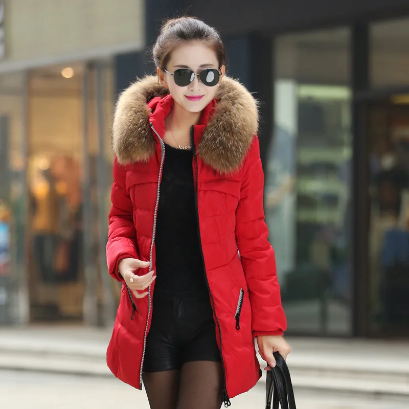 New 2014 jacket winter coat thicken Slim female big fur collar and long ...