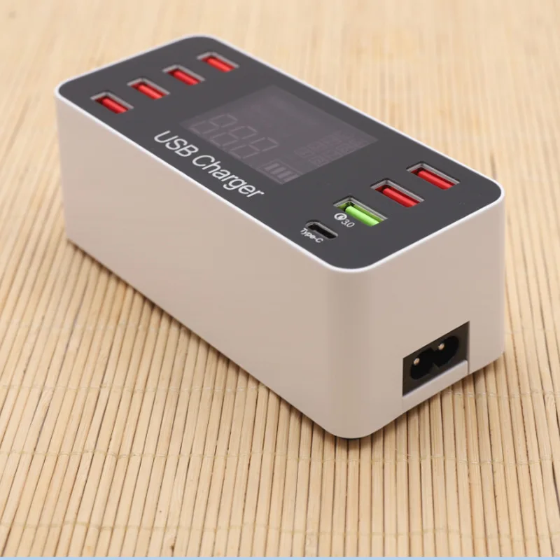 New Hot 8 Ports USB Charger LCD Digital Display 40W Smart Charger for Mobile Tablet